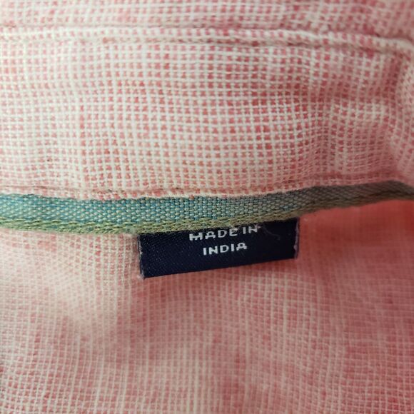 Cremieux Collection Mens Shirt Sz XL Short Sleeve Button Pink Flax Blend Pockets - Picture 9 of 11